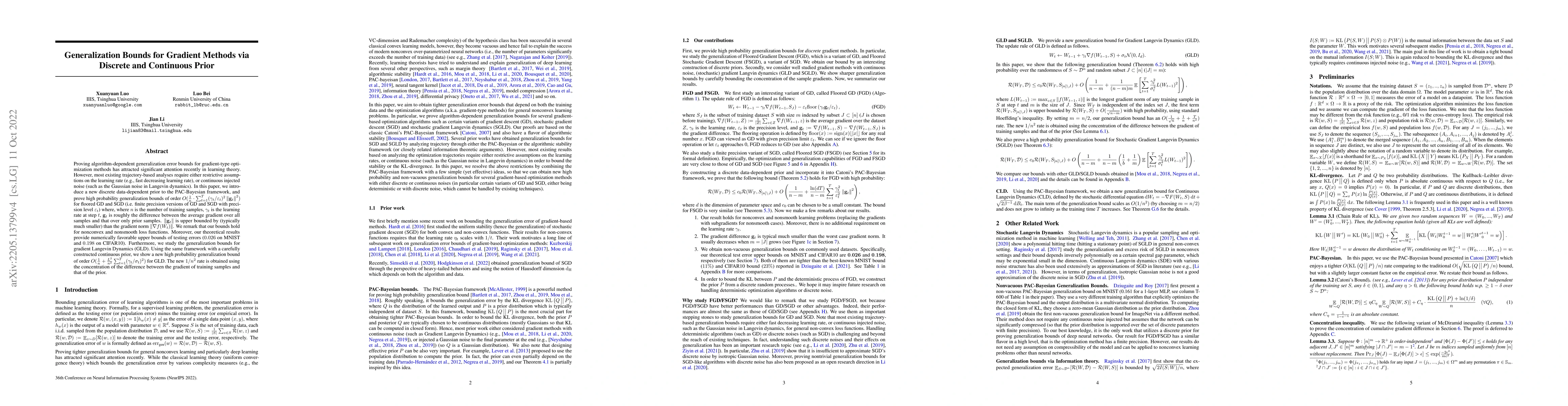 Thumbnail for Generalization Bounds for Gradient Methods via Discrete and Continuous
  Prior