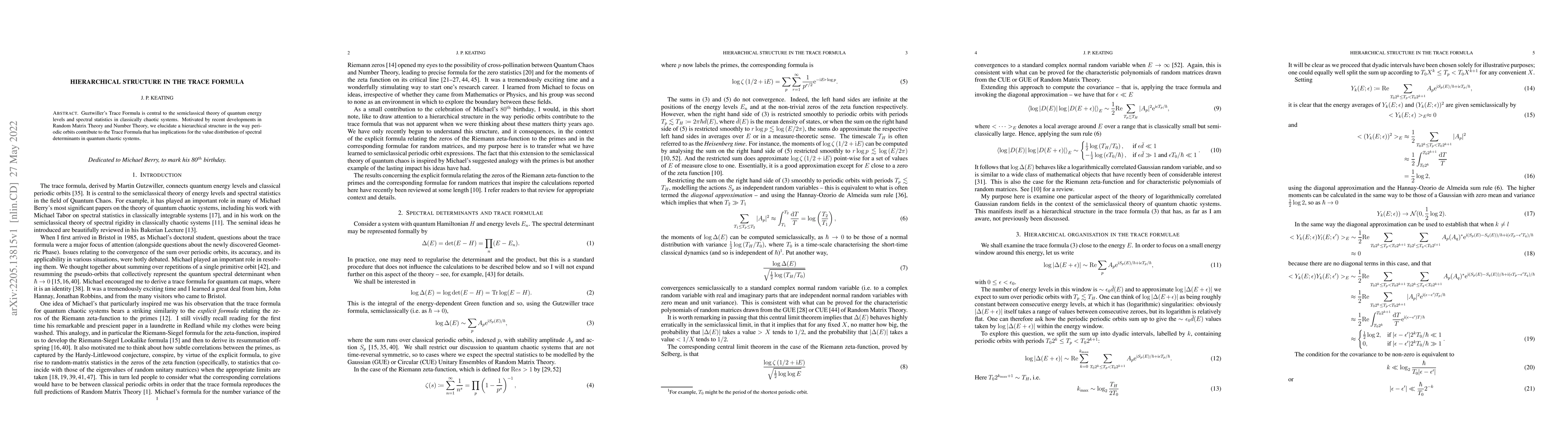 Thumbnail for Hierarchical Structure in the Trace Formula