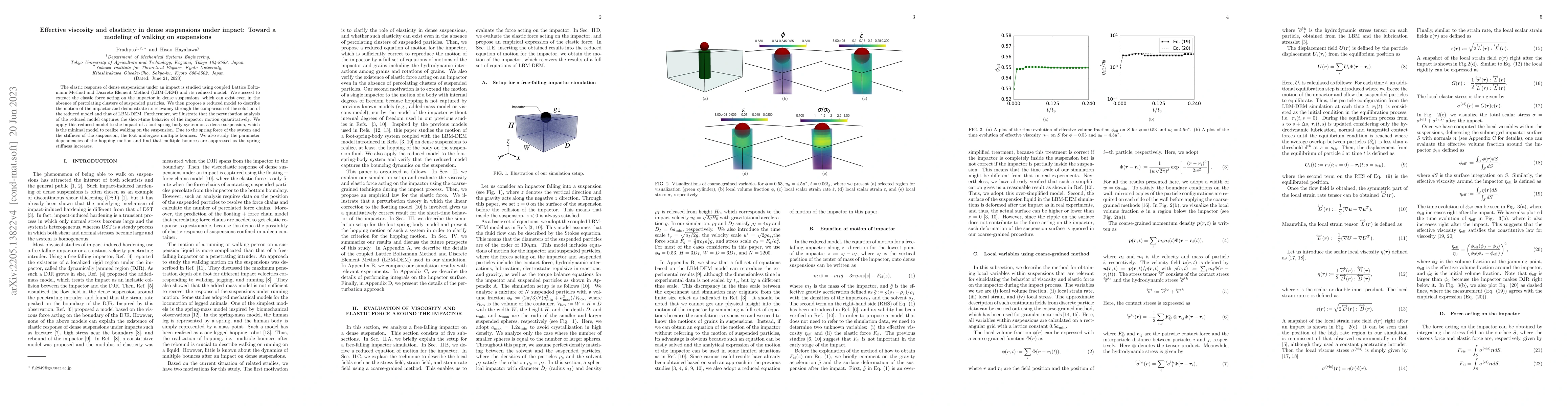 Thumbnail for Effective viscosity and elasticity in dense suspensions under impact:
  Toward a modeling of walking on suspensions