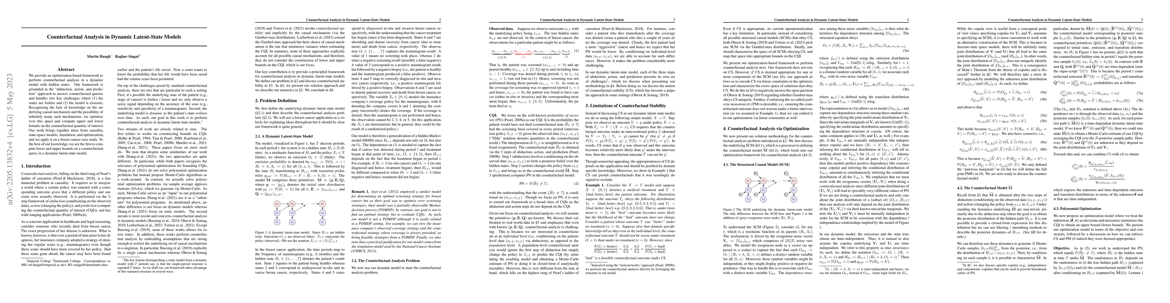 Thumbnail for Counterfactual Analysis in Dynamic Latent State Models