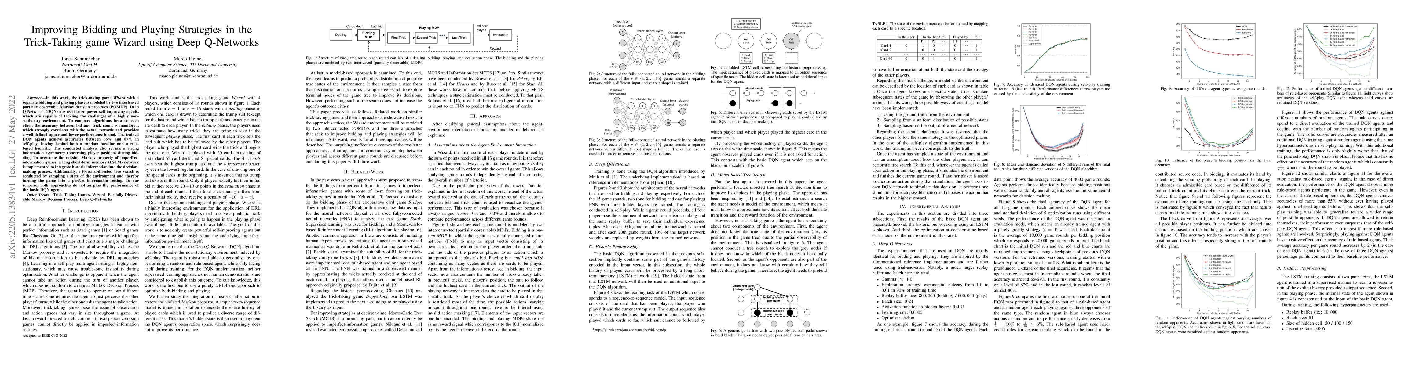 Thumbnail for Improving Bidding and Playing Strategies in the Trick-Taking game Wizard
  using Deep Q-Networks