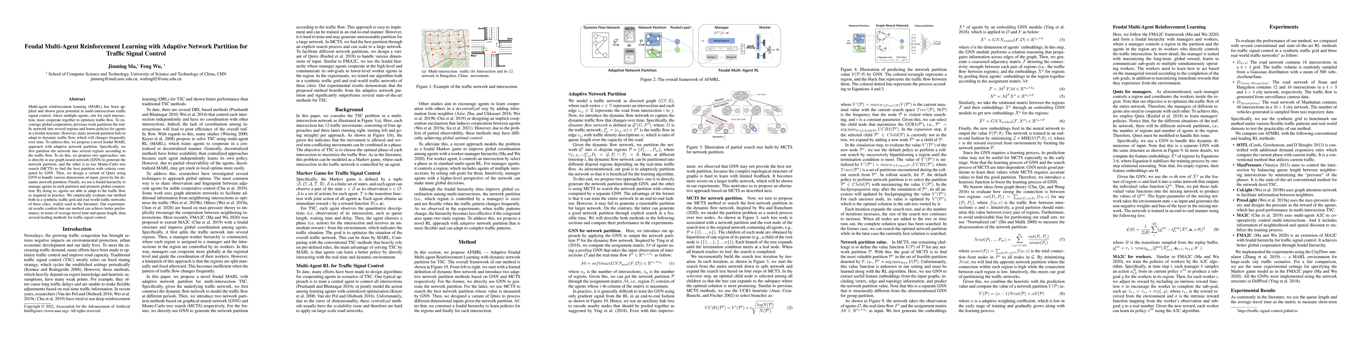 Thumbnail for Feudal Multi-Agent Reinforcement Learning with Adaptive Network
  Partition for Traffic Signal Control