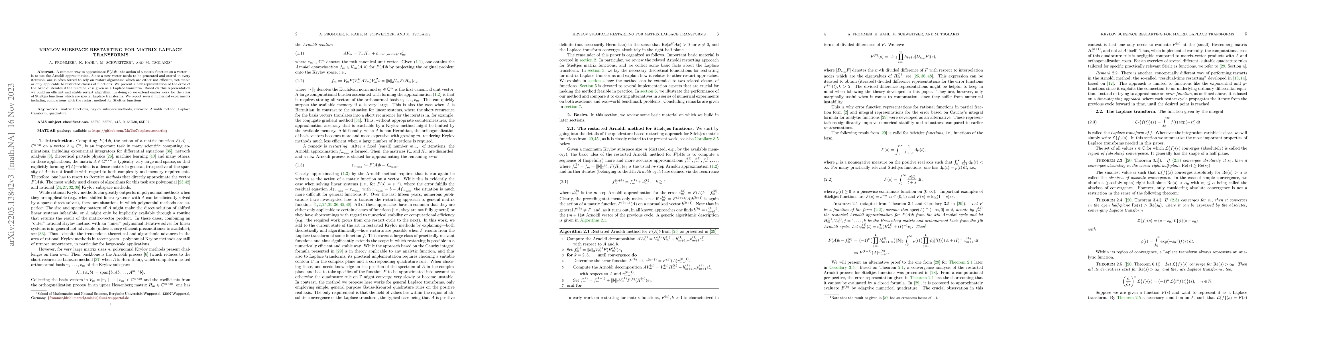 Thumbnail for Krylov subspace restarting for matrix Laplace transforms