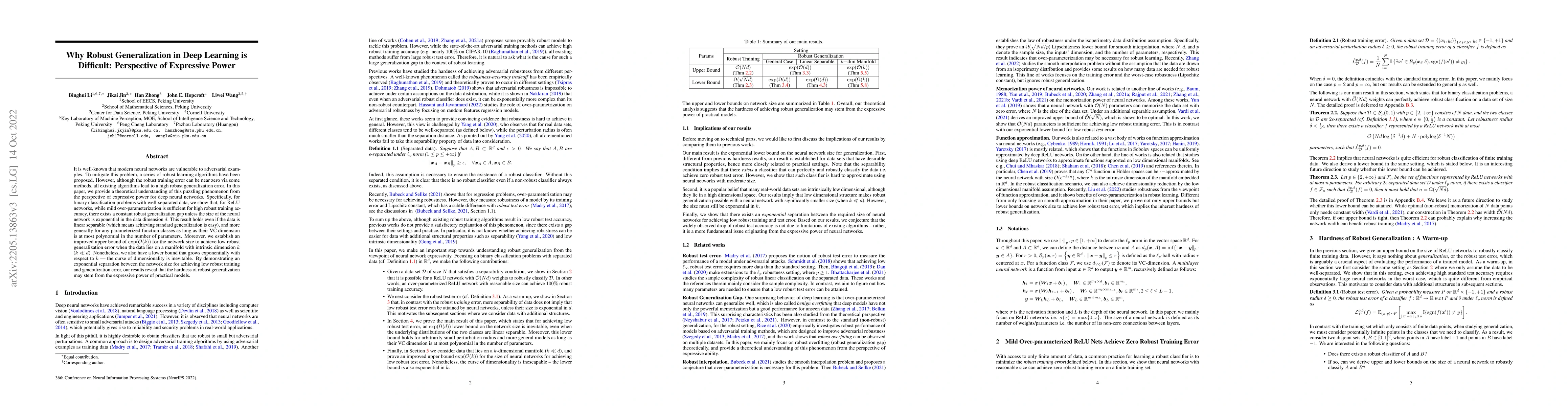 Thumbnail for Why Robust Generalization in Deep Learning is Difficult: Perspective of
  Expressive Power