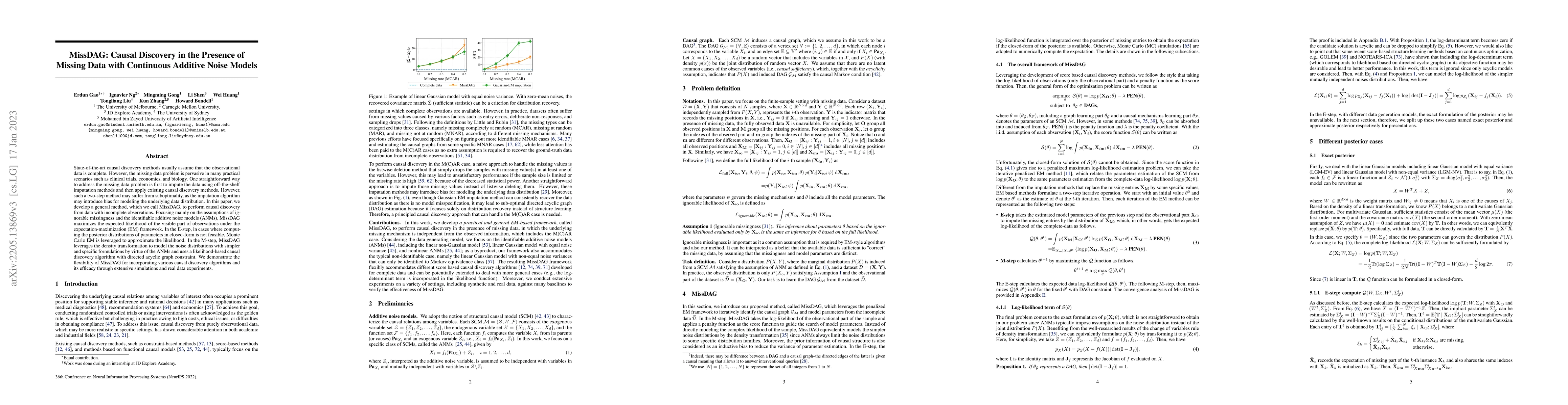 Thumbnail for MissDAG: Causal Discovery in the Presence of Missing Data with
  Continuous Additive Noise Models