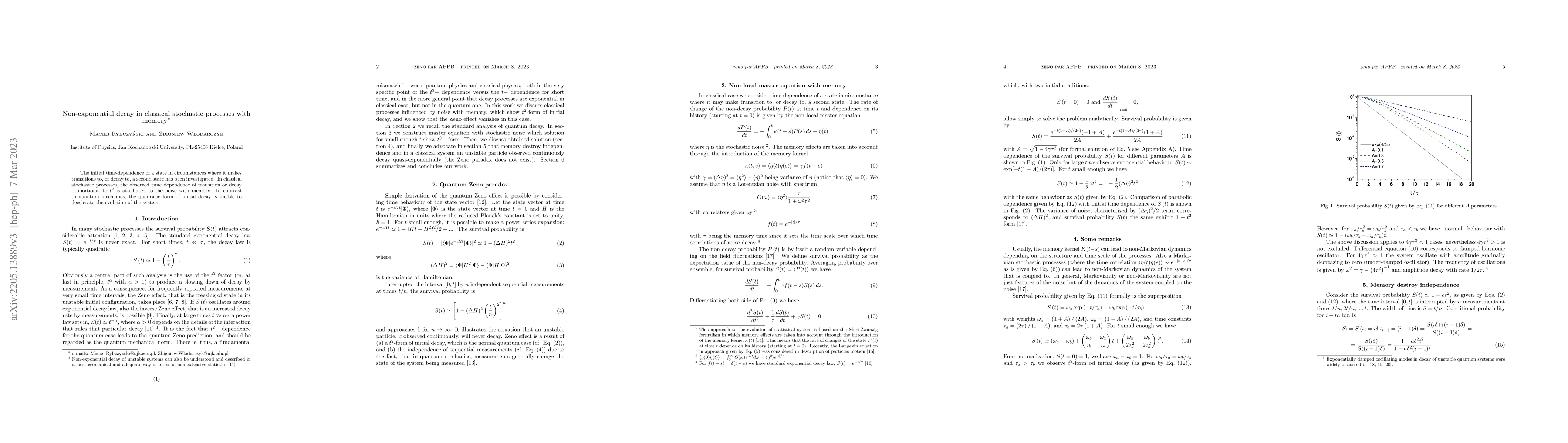 Thumbnail for Non-exponential decay in classical stochastic processes with memory