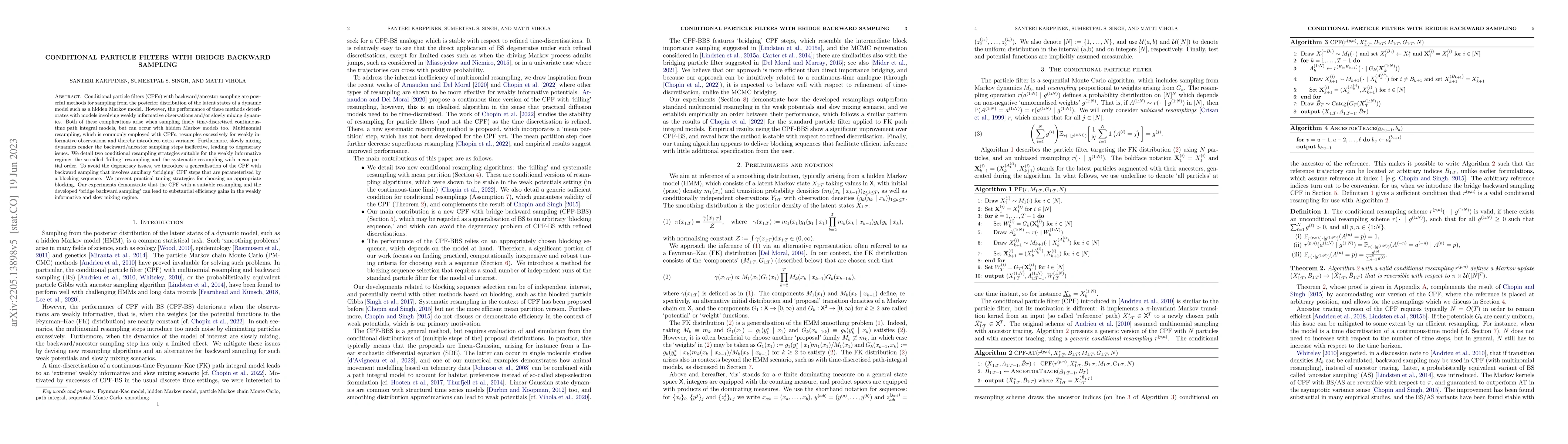 Thumbnail for Conditional particle filters with bridge backward sampling