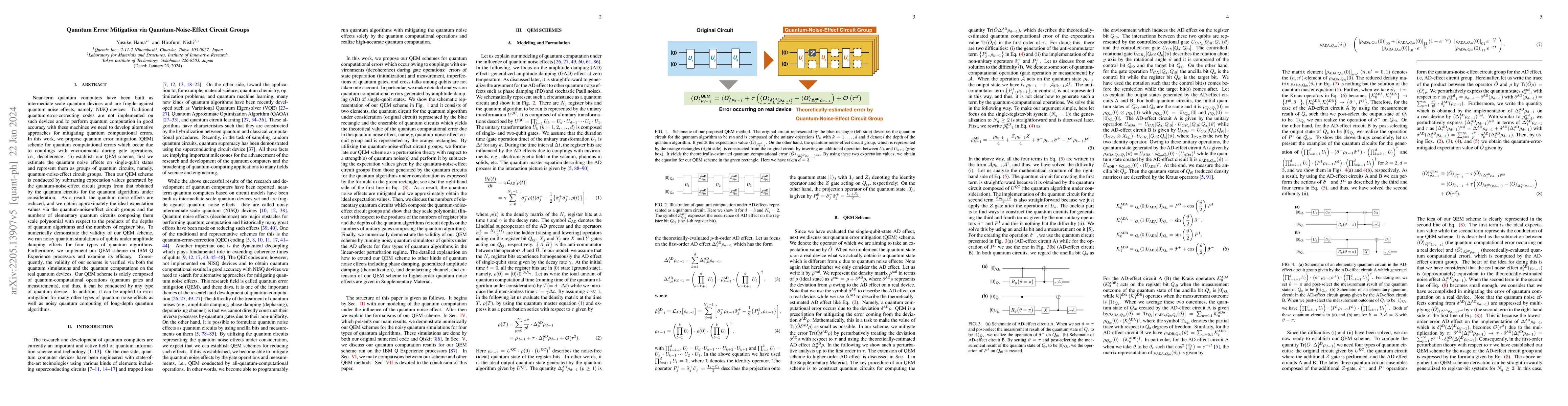Thumbnail for Quantum Error Mitigation via Quantum-Noise-Effect Circuit Groups