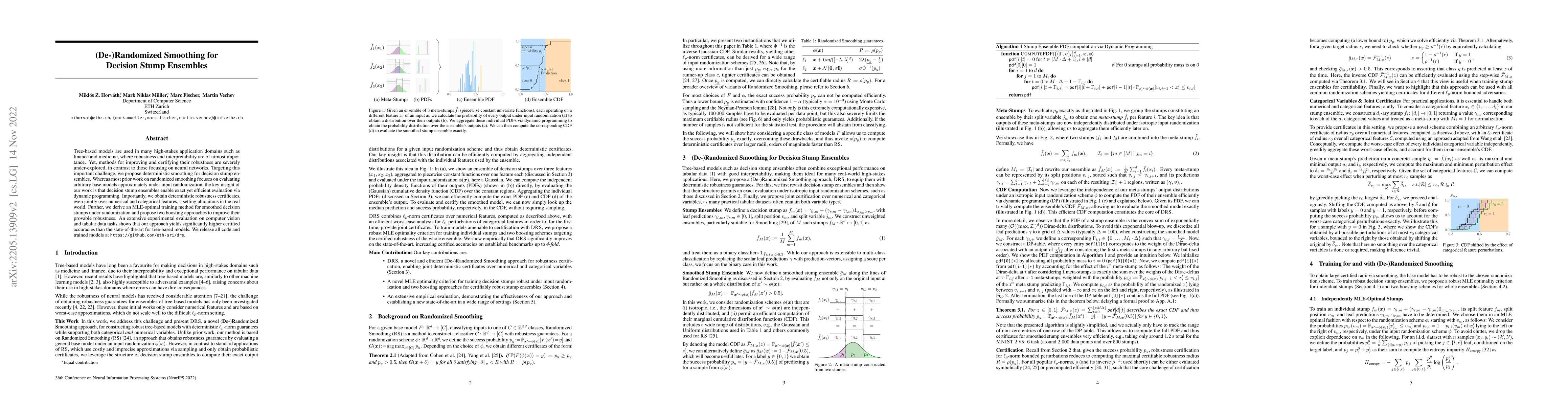 Thumbnail for (De-)Randomized Smoothing for Decision Stump Ensembles