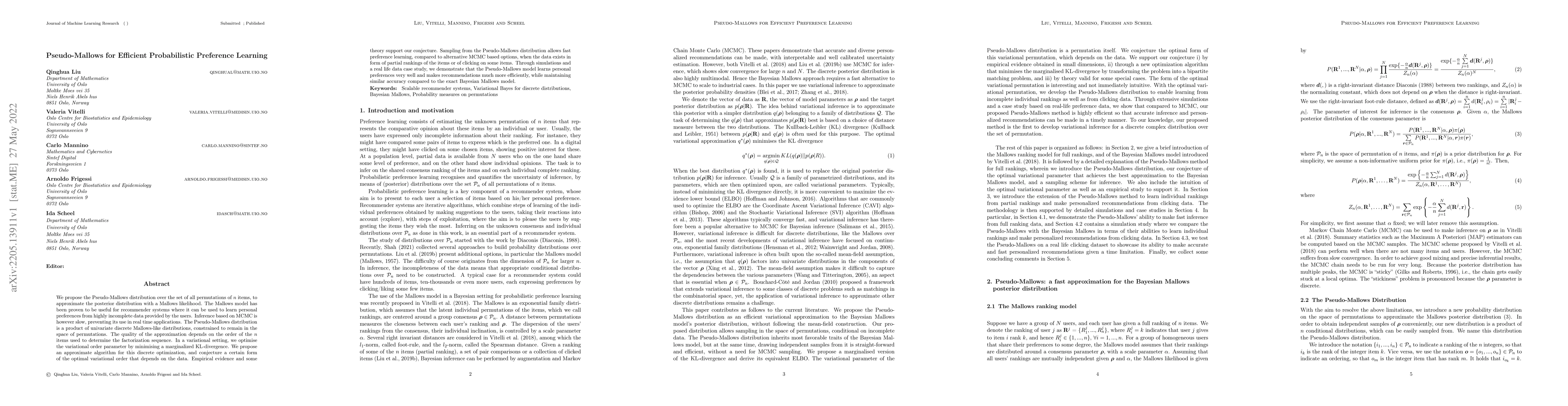Thumbnail for Pseudo-Mallows for Efficient Probabilistic Preference Learning