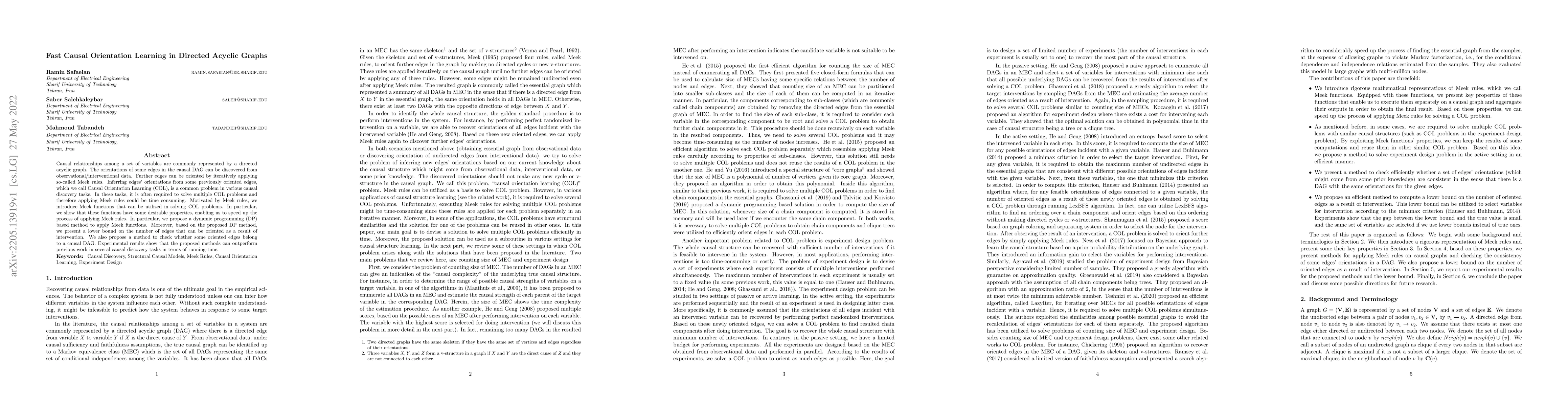 Thumbnail for Fast Causal Orientation Learning in Directed Acyclic Graphs