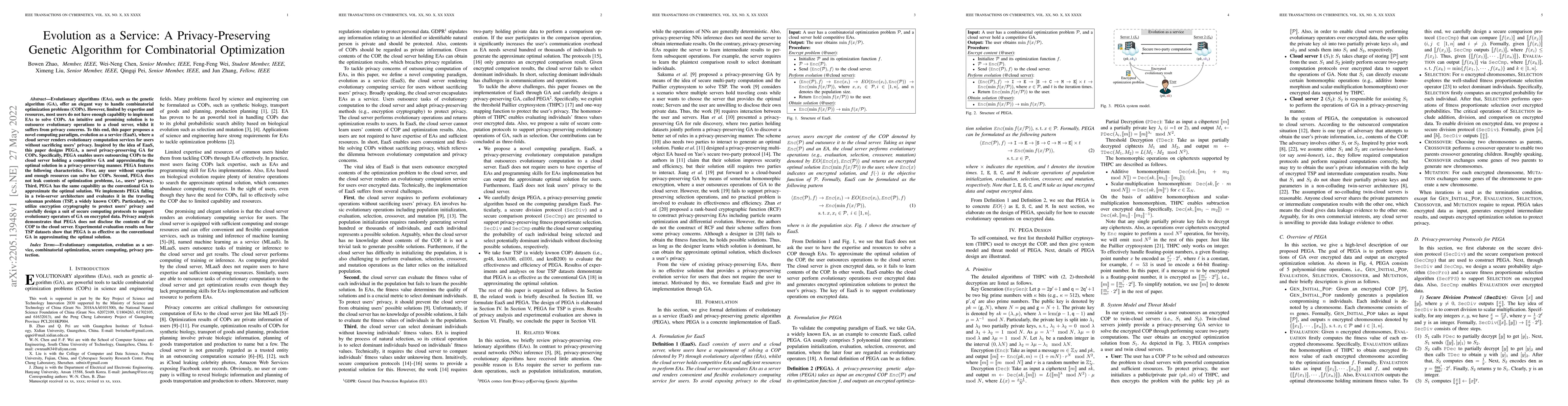 Thumbnail for Evolution as a Service: A Privacy-Preserving Genetic Algorithm for
  Combinatorial Optimization