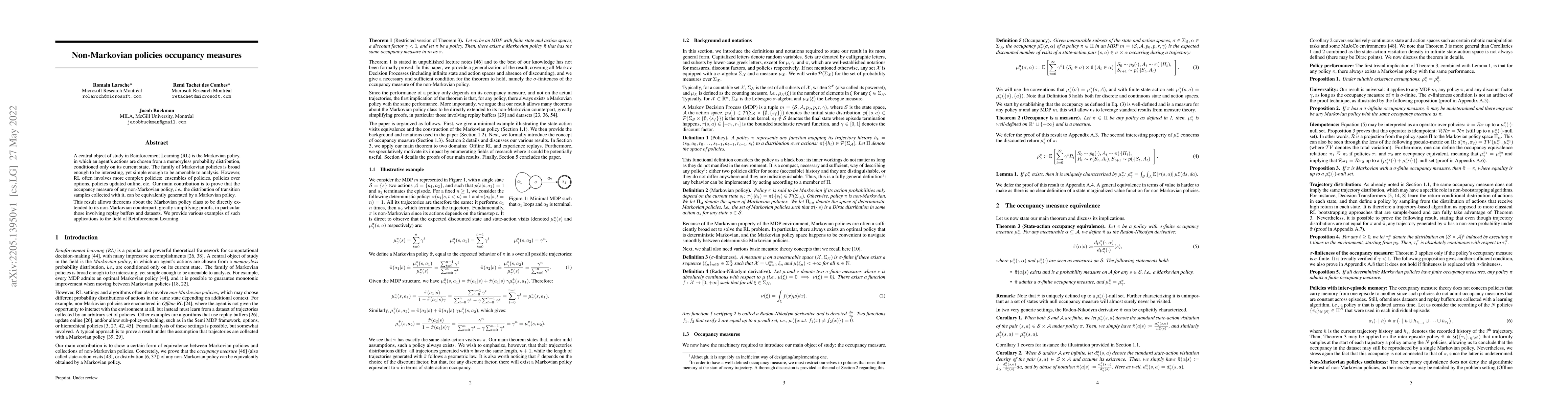 Thumbnail for Non-Markovian policies occupancy measures