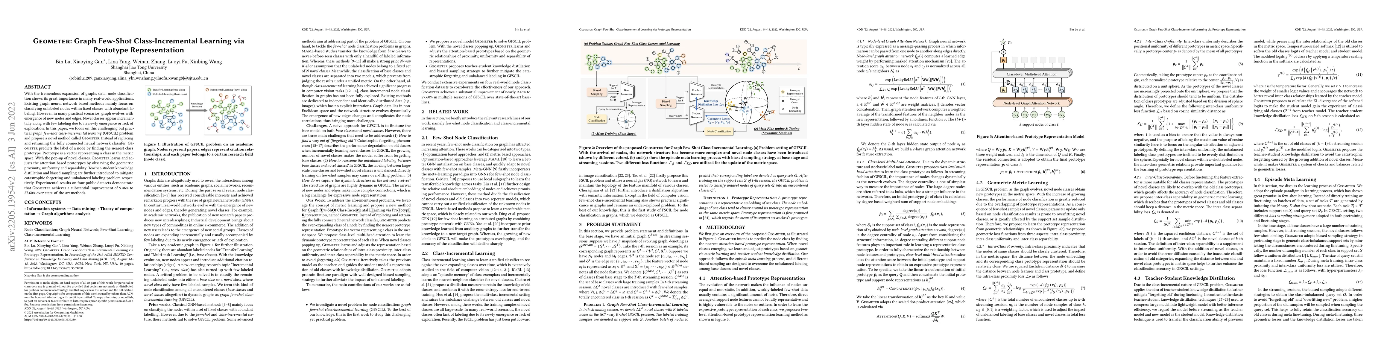 Thumbnail for Geometer: Graph Few-Shot Class-Incremental Learning via Prototype
  Representation