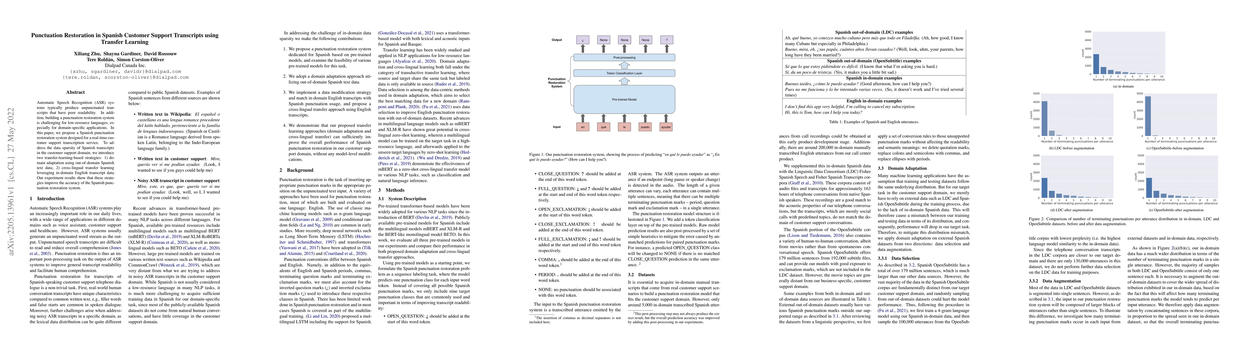 Thumbnail for Punctuation Restoration in Spanish Customer Support Transcripts using
  Transfer Learning