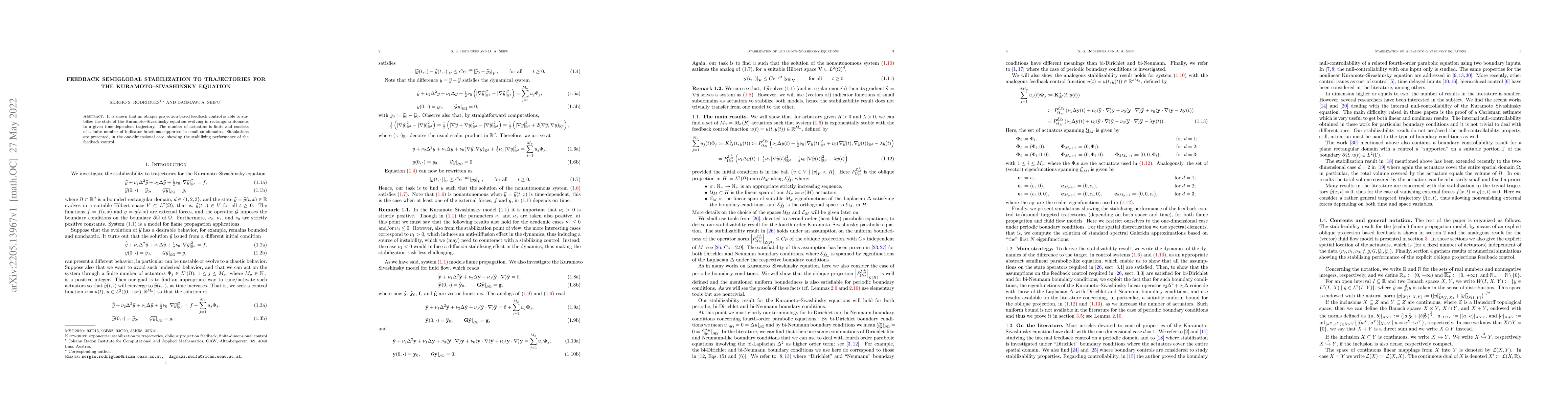 Thumbnail for Feedback semiglobal stabilization to trajectories for the
  Kuramoto-Sivashinsky equation