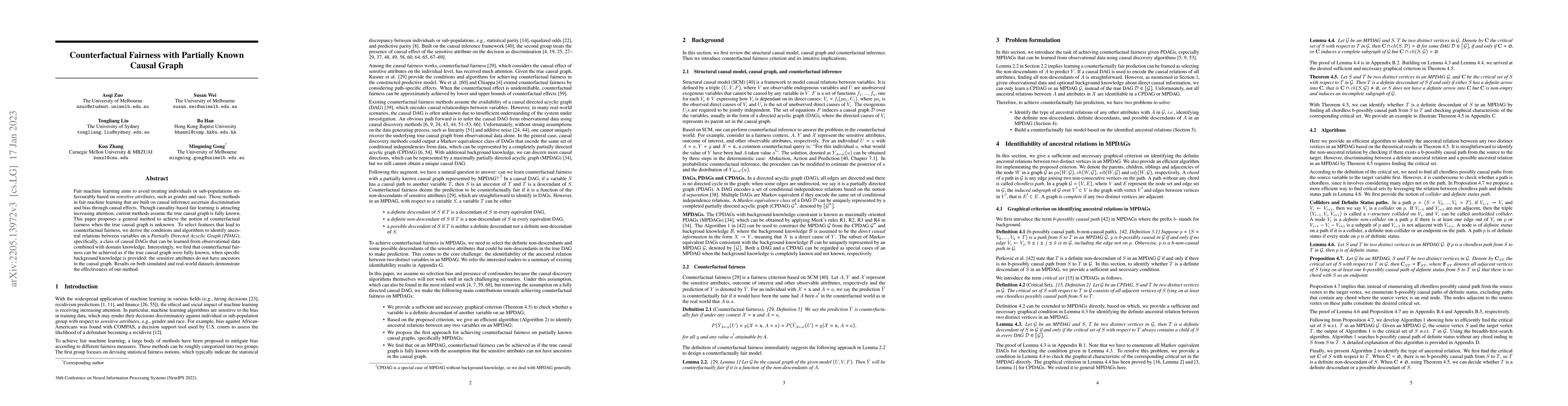 Thumbnail for Counterfactual Fairness with Partially Known Causal Graph
