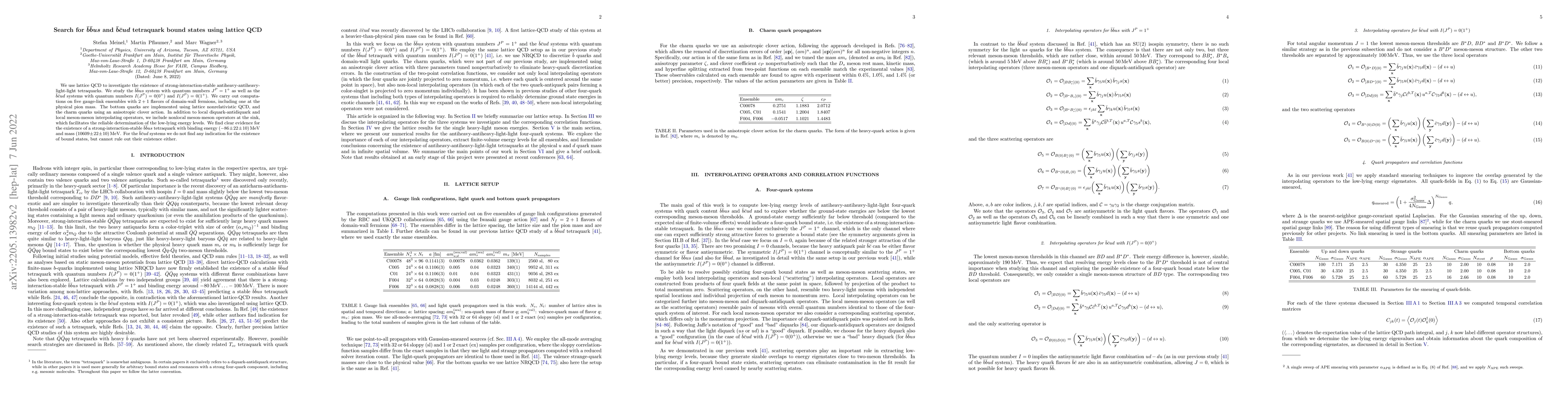 Thumbnail for Search for $\bar{b} \bar{b} u s$ and $\bar{b} \bar{c} u d$ tetraquark
  bound states using lattice QCD
