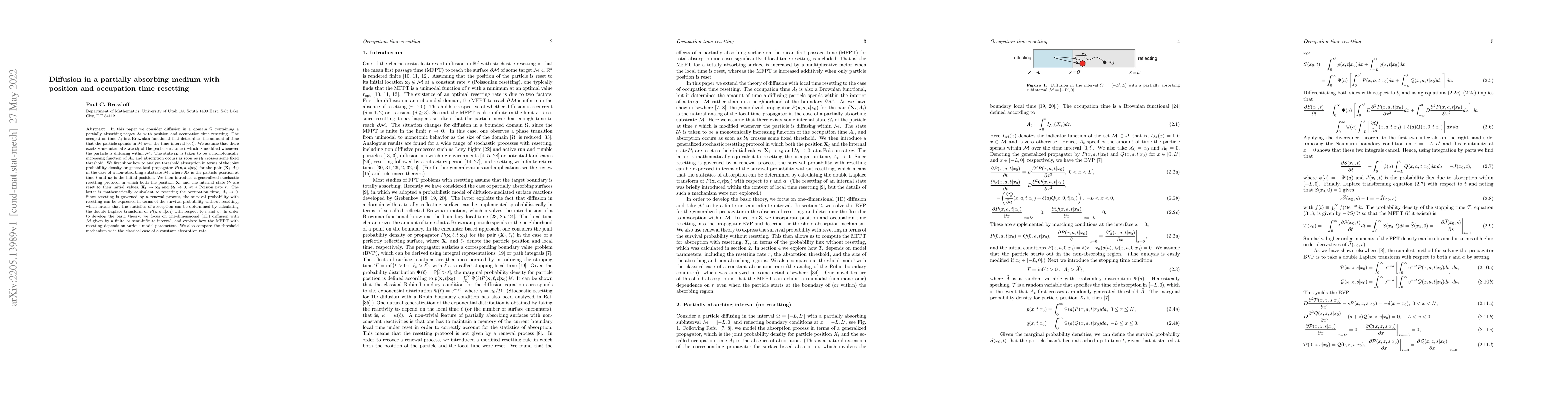 Thumbnail for Diffusion in a partially absorbing medium with position and occupation
  time resetting