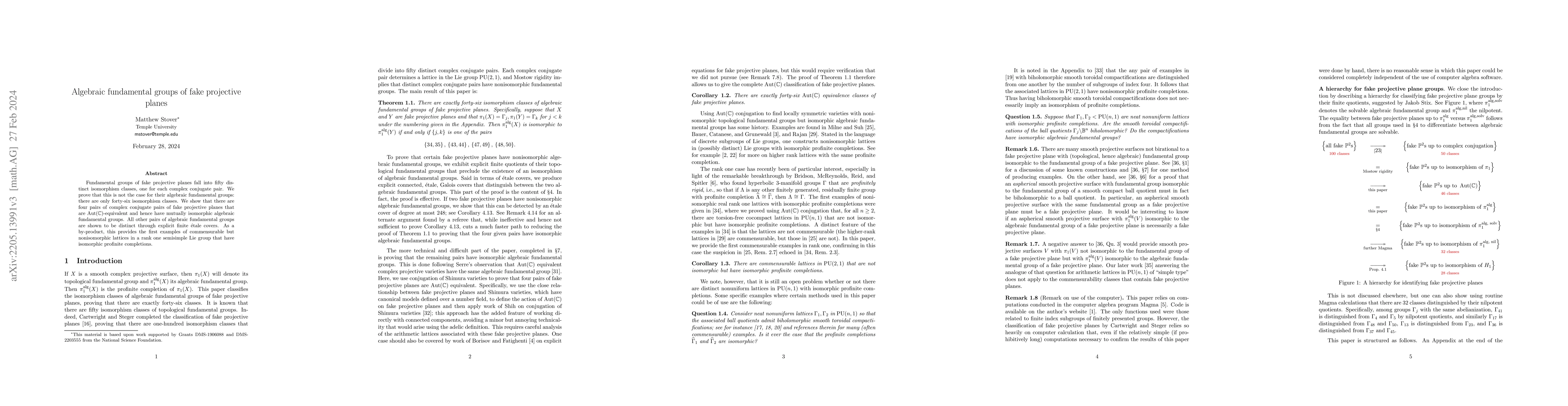 Thumbnail for Algebraic fundamental groups of fake projective planes