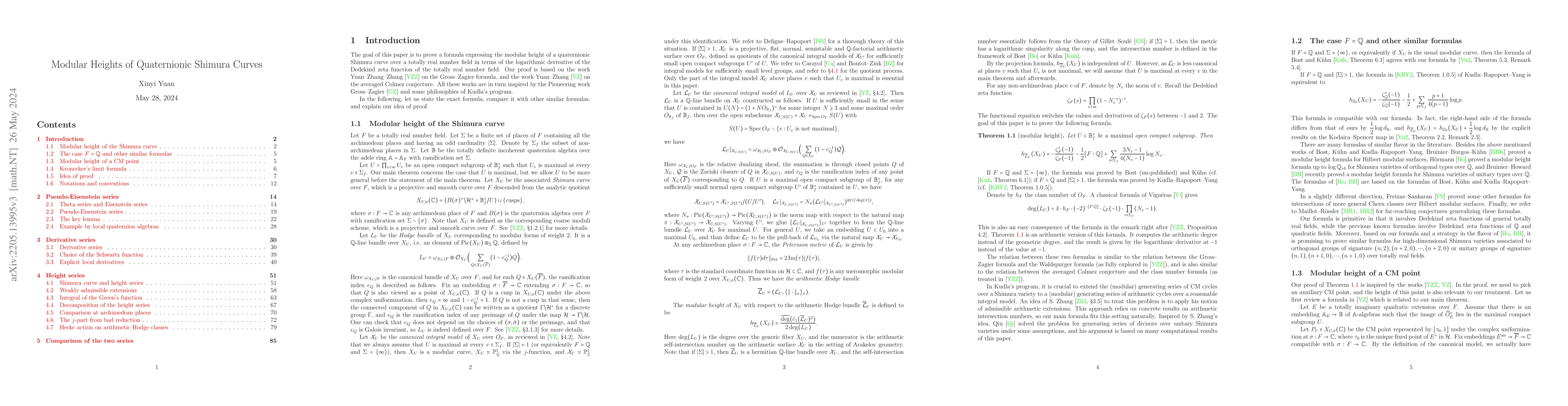 Thumbnail for Modular Heights of Quaternionic Shimura Curves