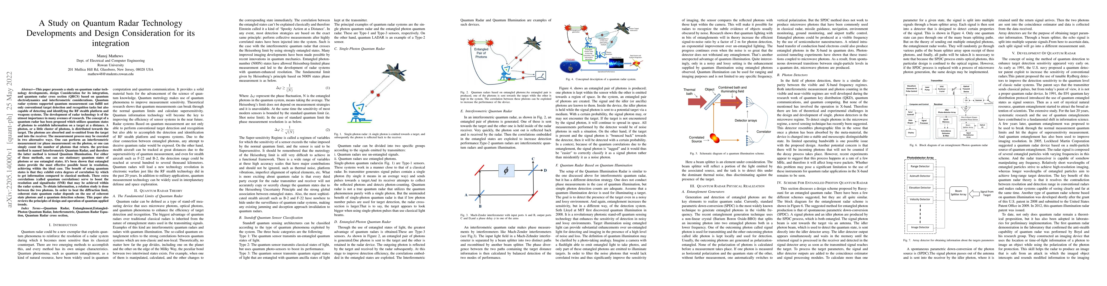 Thumbnail for A Study on Quantum Radar Technology Developments and Design
  Consideration for its integration
