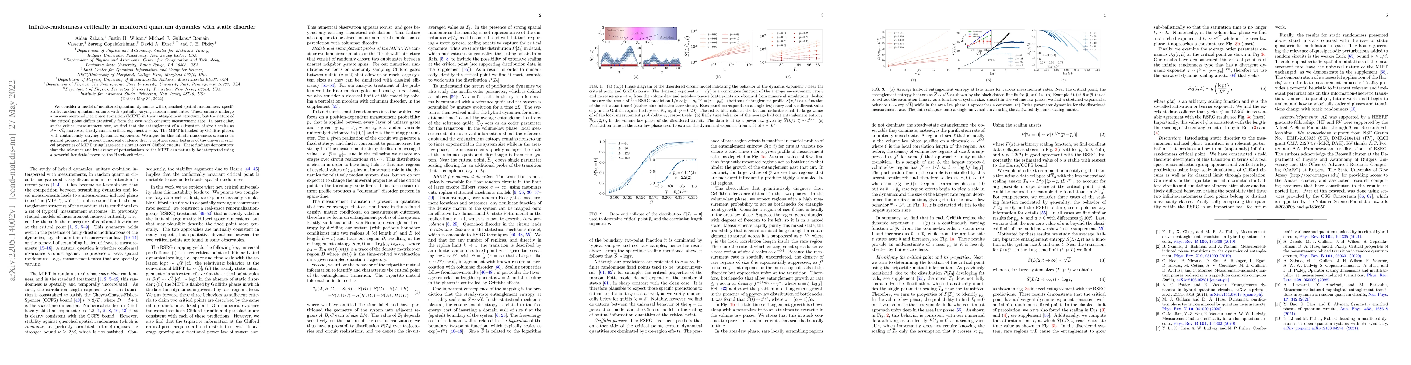 Thumbnail for Infinite-randomness criticality in monitored quantum dynamics with
  static disorder