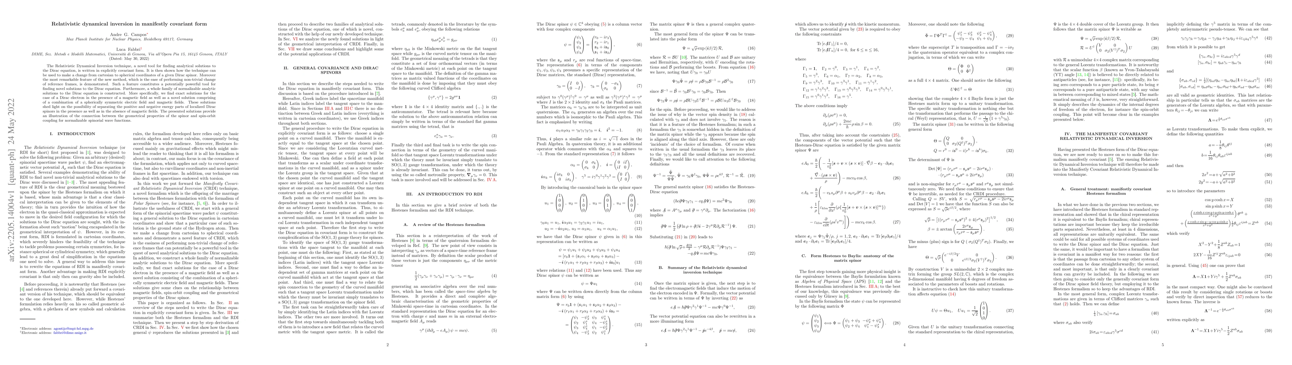 Thumbnail for Relativistic dynamical inversion in manifestly covariant form