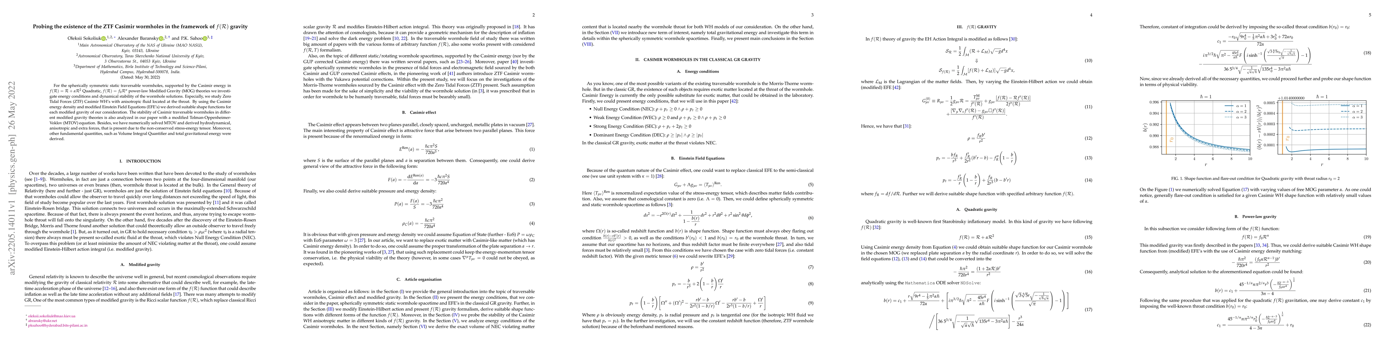 Thumbnail for Probing the existence of the ZTF Casimir wormholes in the framework of
  $f(\mathcal{R})$ gravity