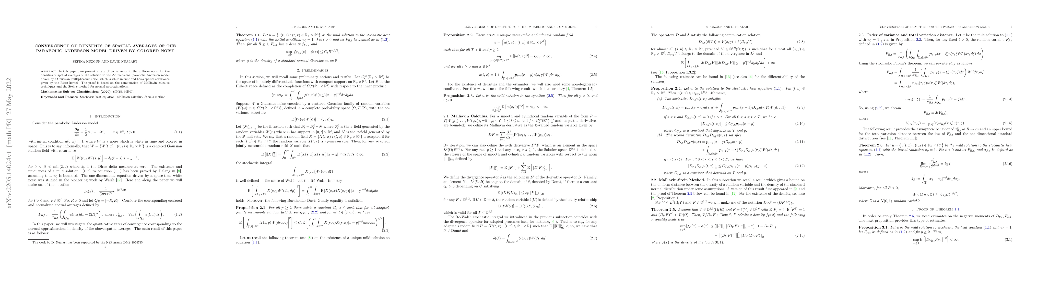 Thumbnail for Convergence of densities of spatial averages of the parabolic Anderson
  model driven by colored noise