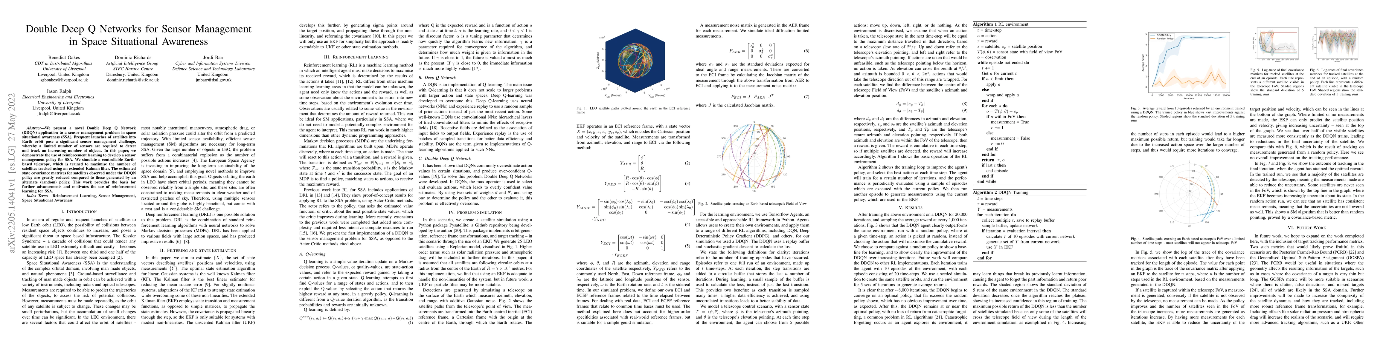 Thumbnail for Double Deep Q Networks for Sensor Management in Space Situational
  Awareness