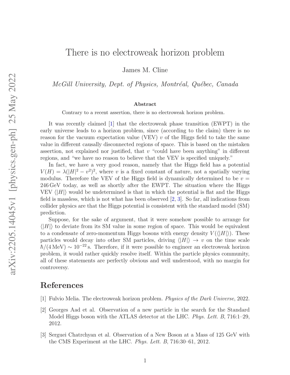 Thumbnail for There is no electroweak horizon problem