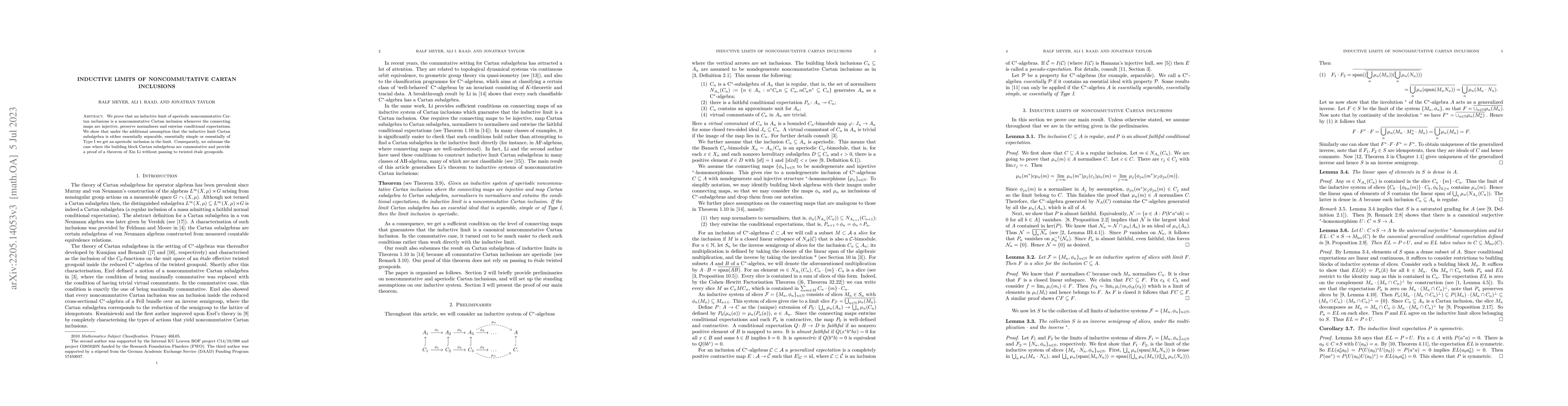 Thumbnail for Inductive Limits of Noncommutative Cartan Inclusions