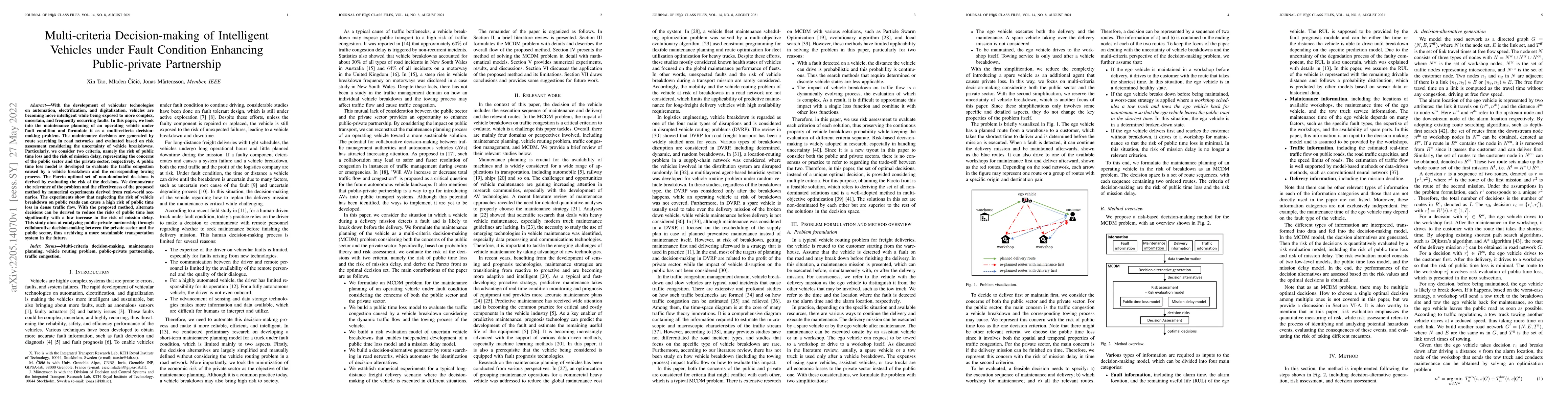 Thumbnail for Multi-criteria Decision-making of Intelligent Vehicles under Fault
  Condition Enhancing Public-private Partnership