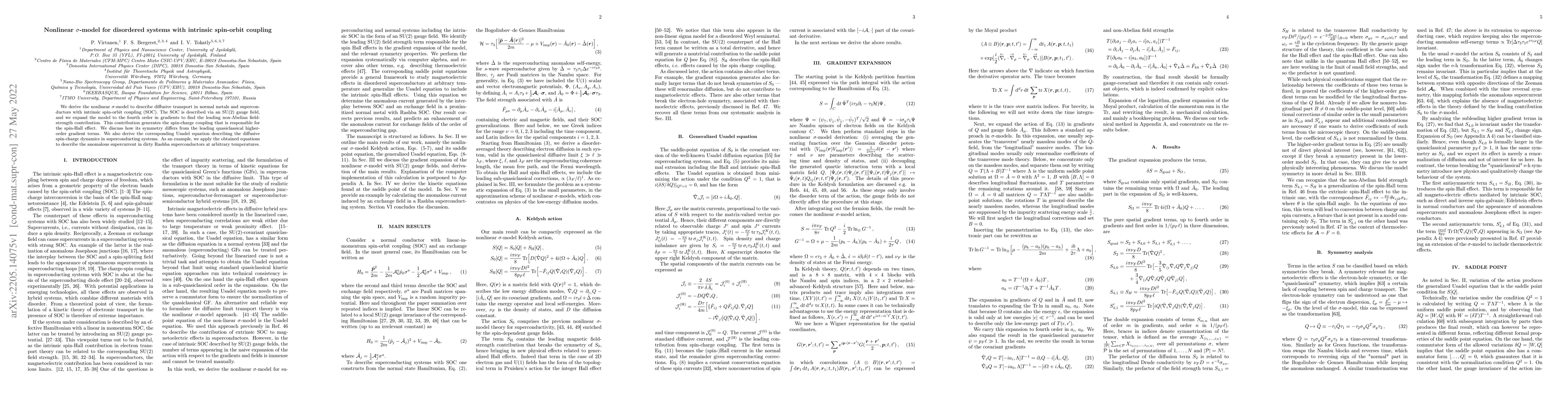 Thumbnail for Nonlinear $\sigma$-model for disordered systems with intrinsic
  spin-orbit coupling