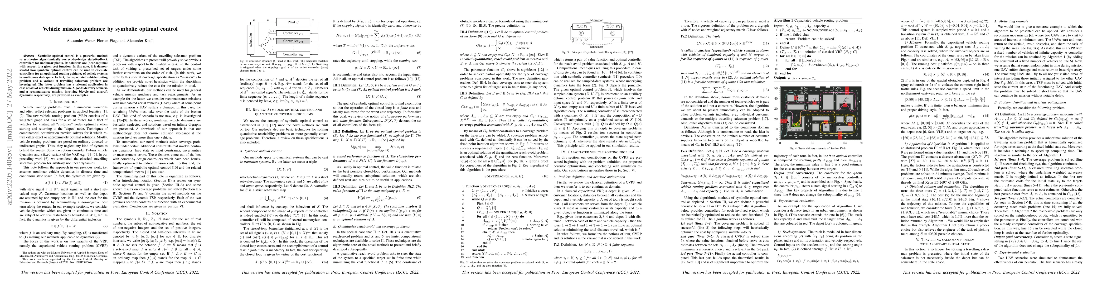 Thumbnail for Vehicle mission guidance by symbolic optimal control