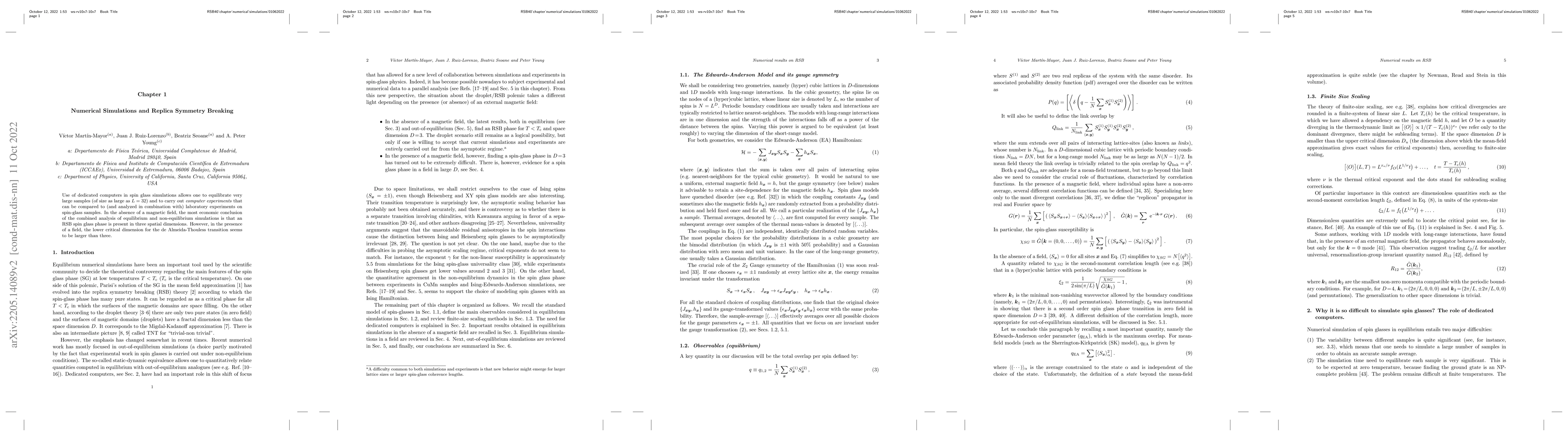 Thumbnail for Numerical Simulations and Replica Symmetry Breaking