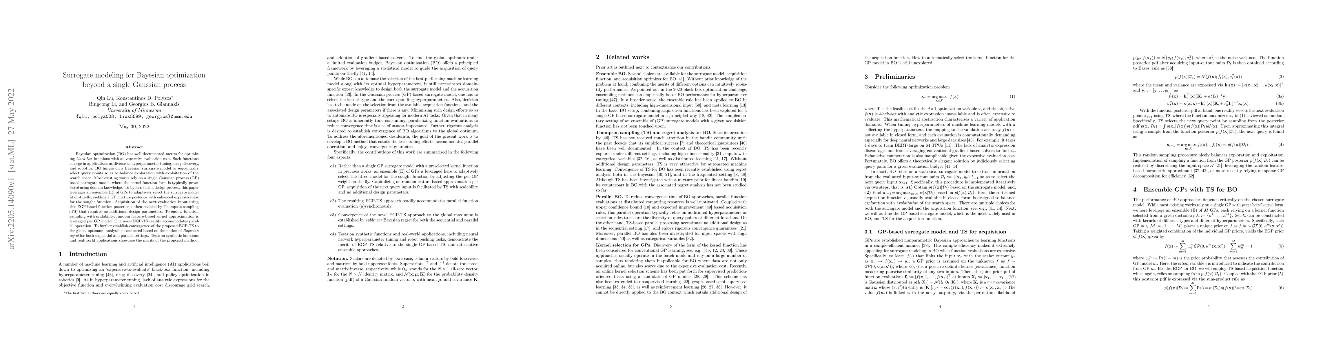 Thumbnail for Surrogate modeling for Bayesian optimization beyond a single Gaussian
  process