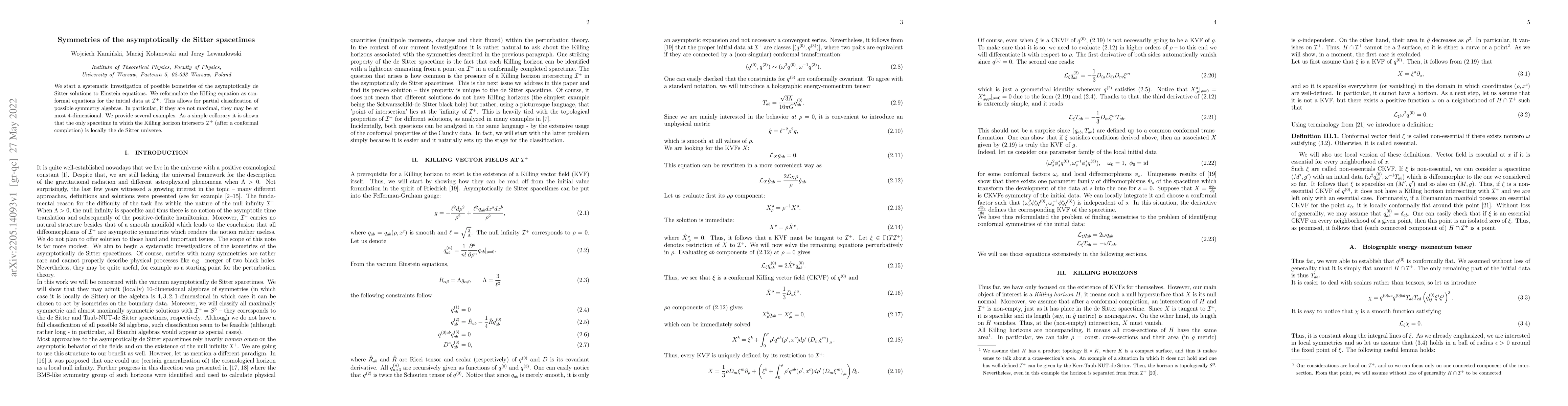 Thumbnail for Symmetries of the asymptotically de Sitter spacetimes
