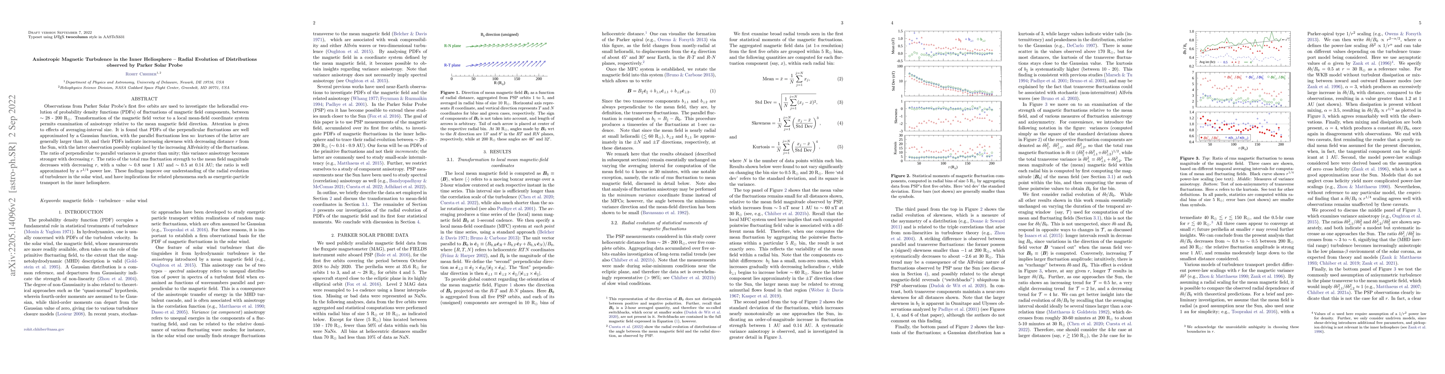 Thumbnail for Anisotropic Magnetic Turbulence in the Inner Heliosphere -- Radial
  Evolution of Distributions observed by Parker Solar Probe
