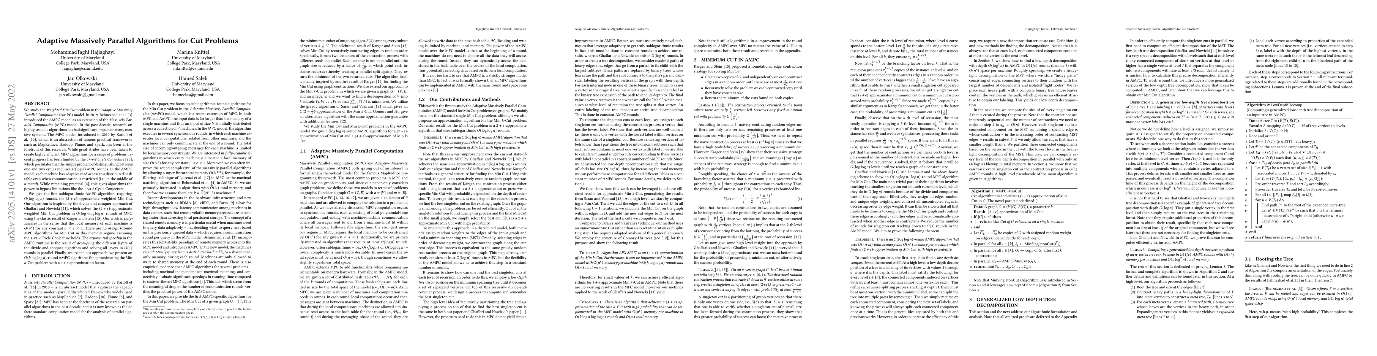 Thumbnail for Adaptive Massively Parallel Algorithms for Cut Problems