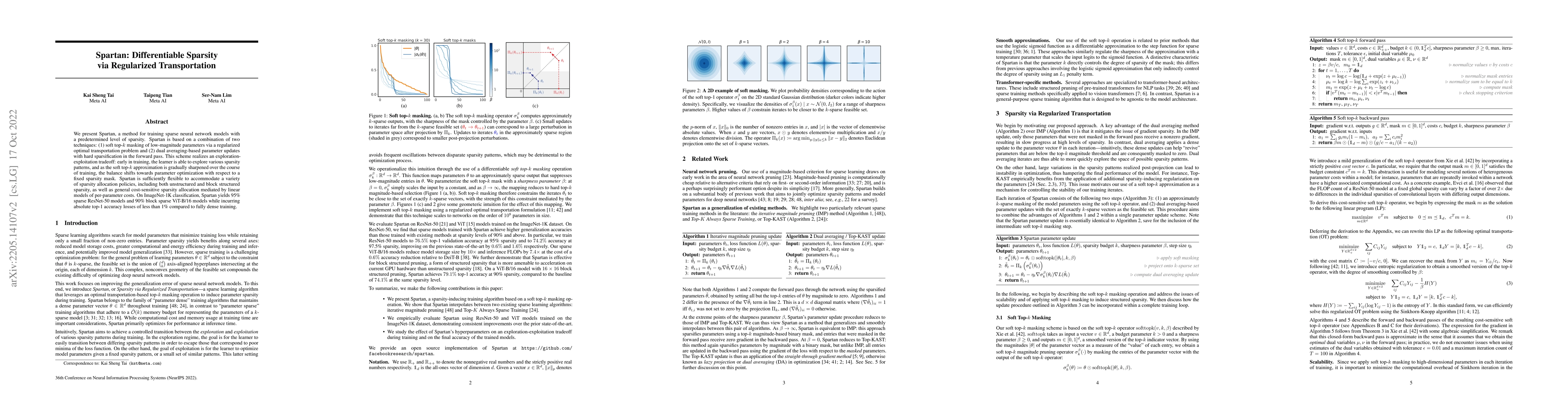 Thumbnail for Spartan: Differentiable Sparsity via Regularized Transportation