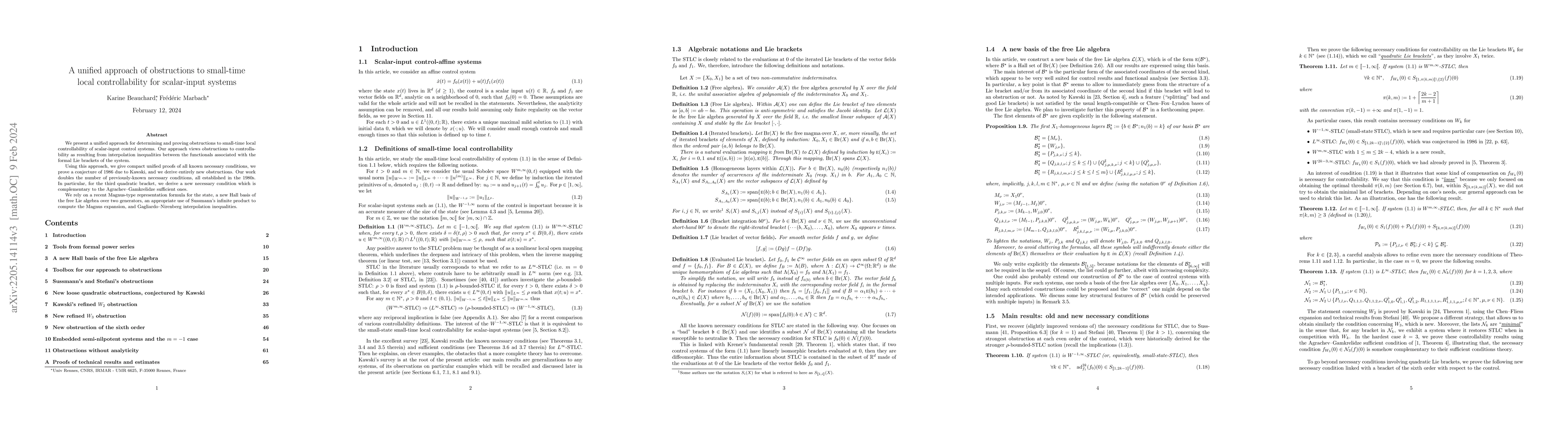 Thumbnail for A unified approach of obstructions to small-time local controllability
  for scalar-input systems
