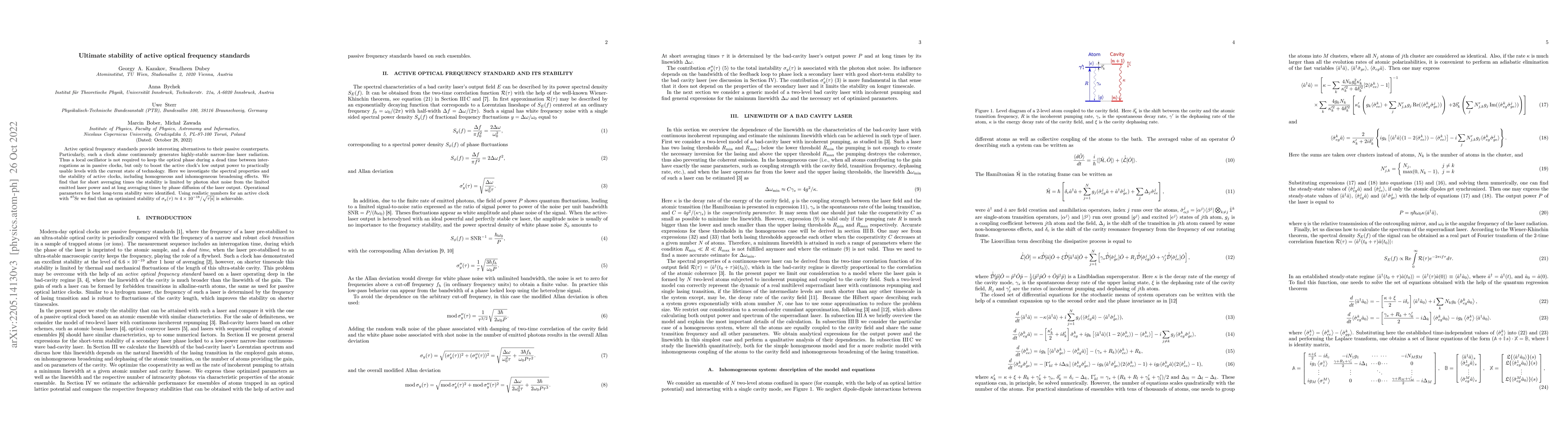 Thumbnail for Ultimate stability of active optical frequency standards