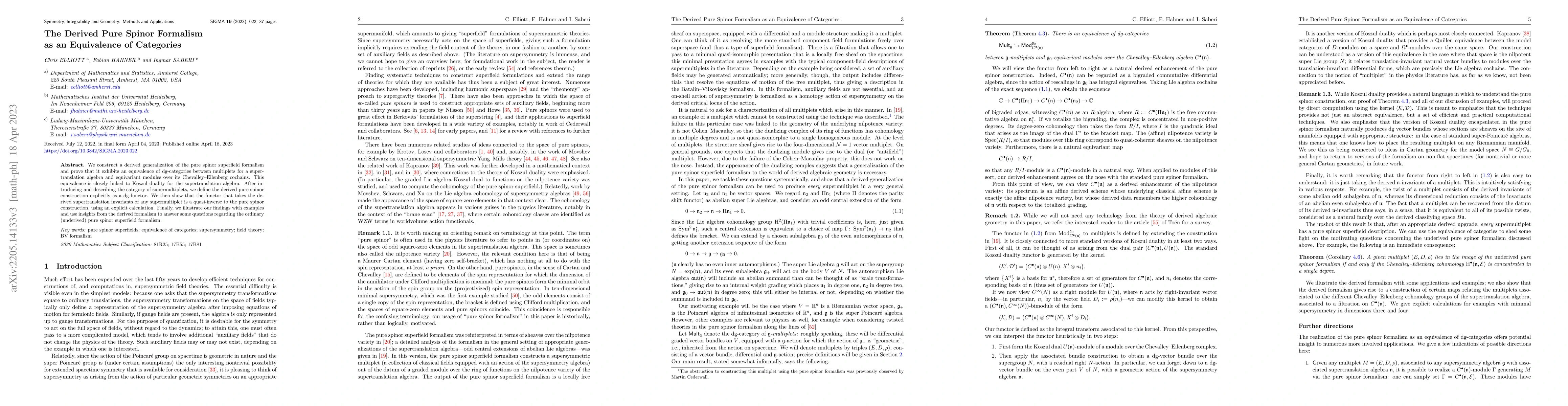 Thumbnail for The Derived Pure Spinor Formalism as an Equivalence of Categories