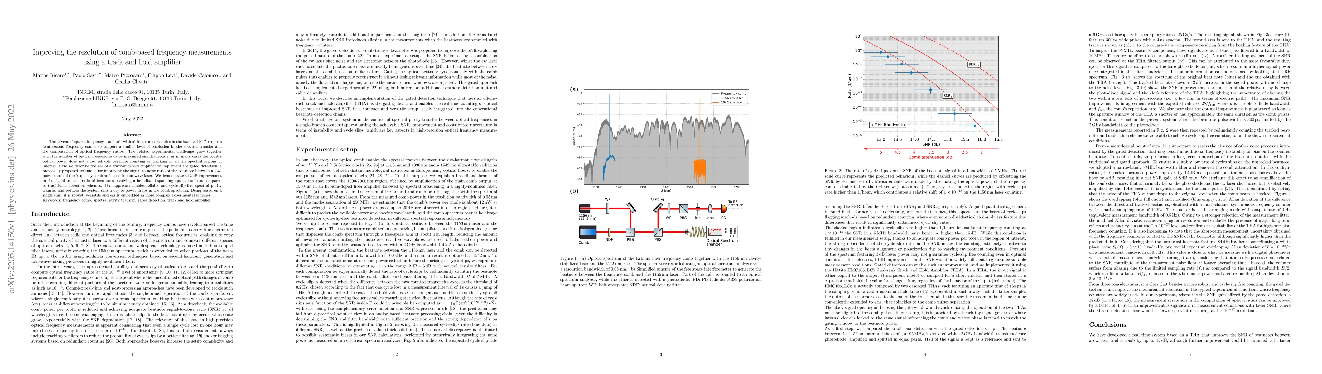 Thumbnail for Improving the resolution of comb-based frequency measurements using a
  track and hold amplifier