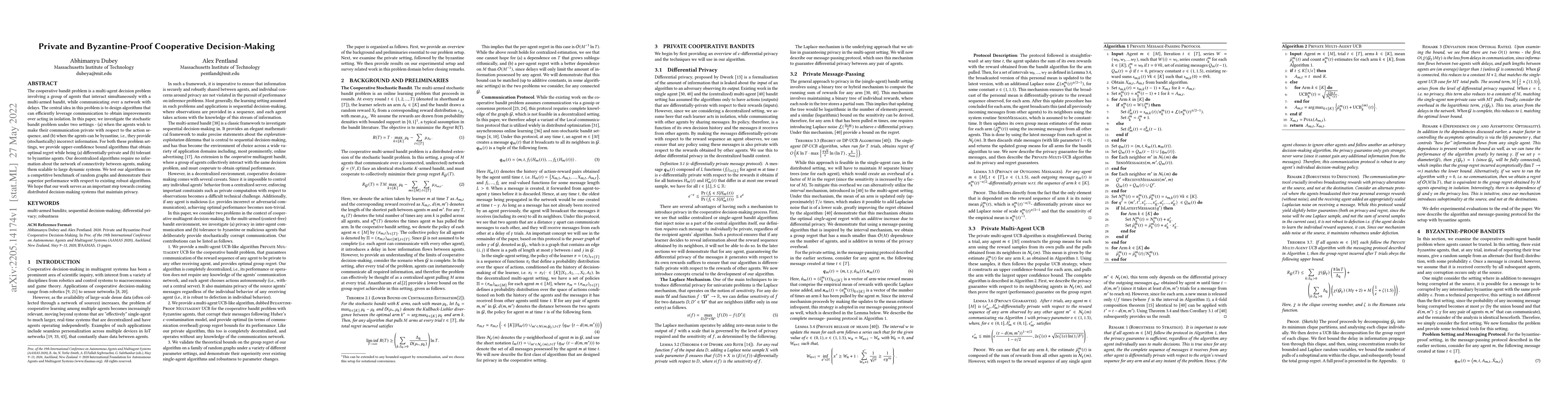 Thumbnail for Private and Byzantine-Proof Cooperative Decision-Making