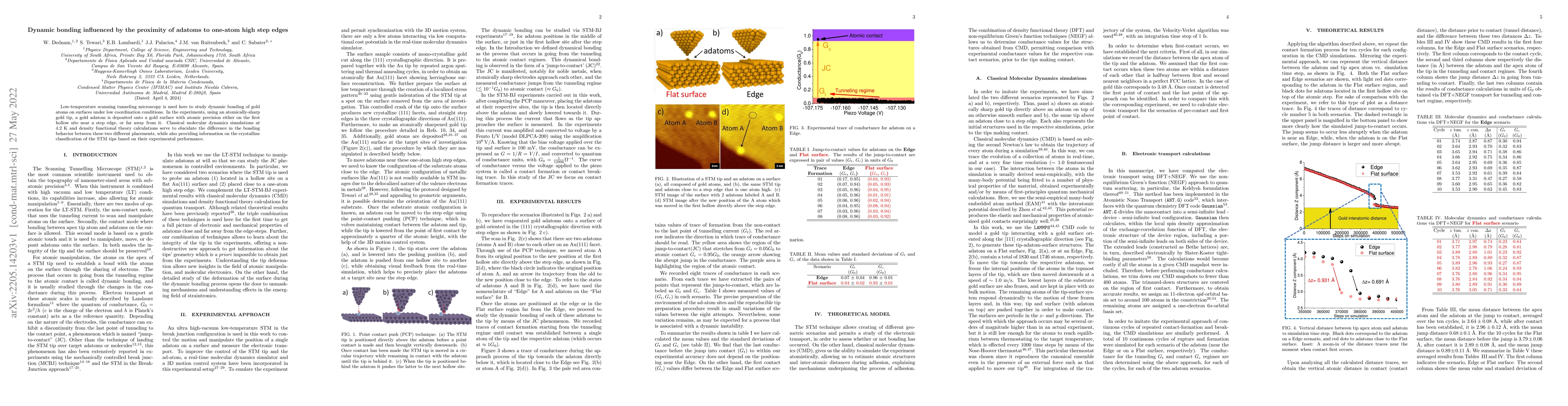 Thumbnail for Dynamic bonding influenced by the proximity of adatoms to one-atom high
  step edges