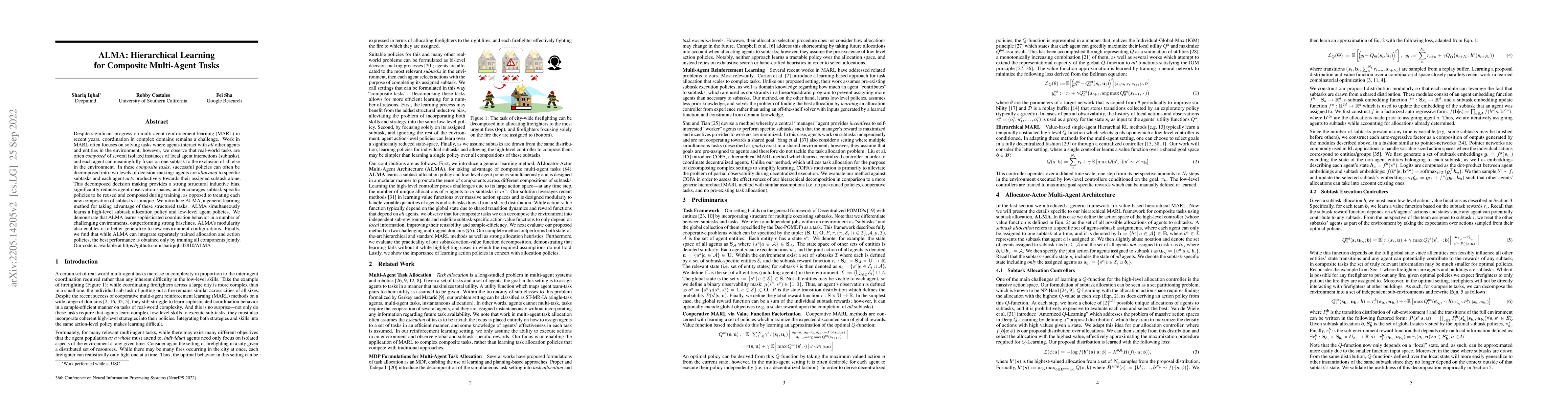 Thumbnail for ALMA: Hierarchical Learning for Composite Multi-Agent Tasks