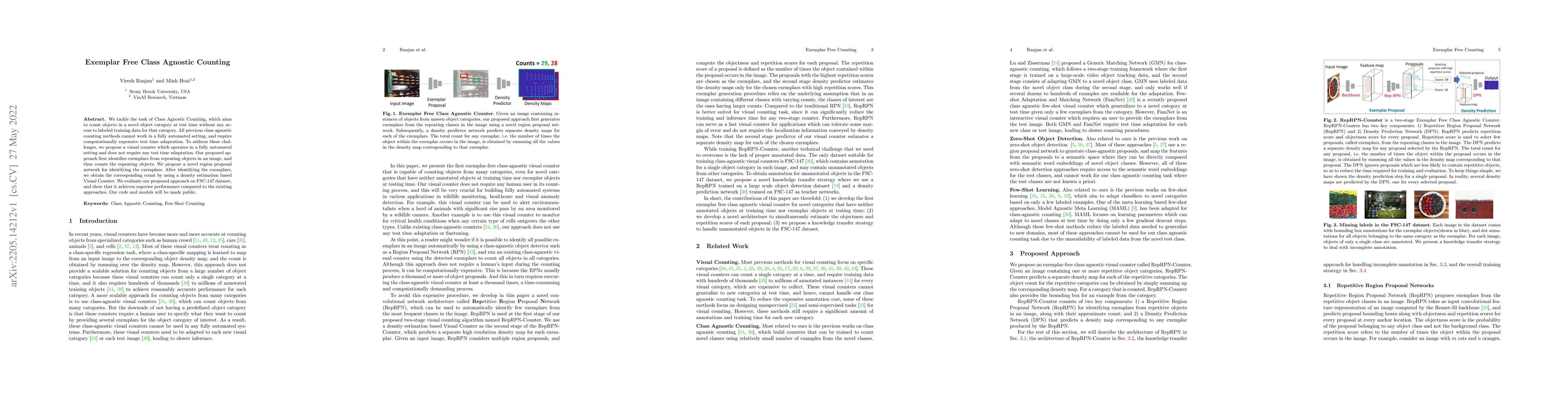 Thumbnail for Exemplar Free Class Agnostic Counting